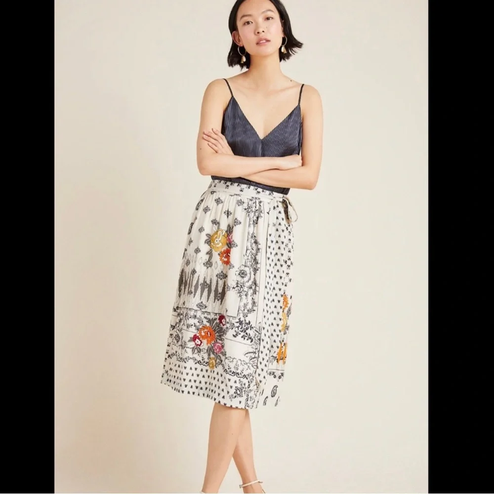 Anthropologie Devi Embroidered Midi Skirt Vineet Bahl Womens Small